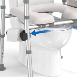 Raised Toilet Seat with Handles, Toilet Seat Riser for Seniors with Adjustable Height & Width, 400lb Handicap Elevated Toilet Seat for Elderly, Pregna