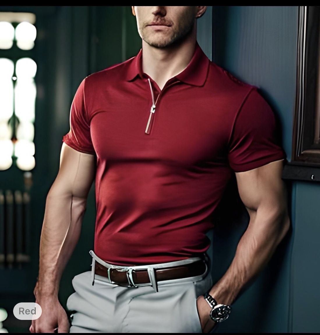 Men’s Zip Polo Shirt Casual