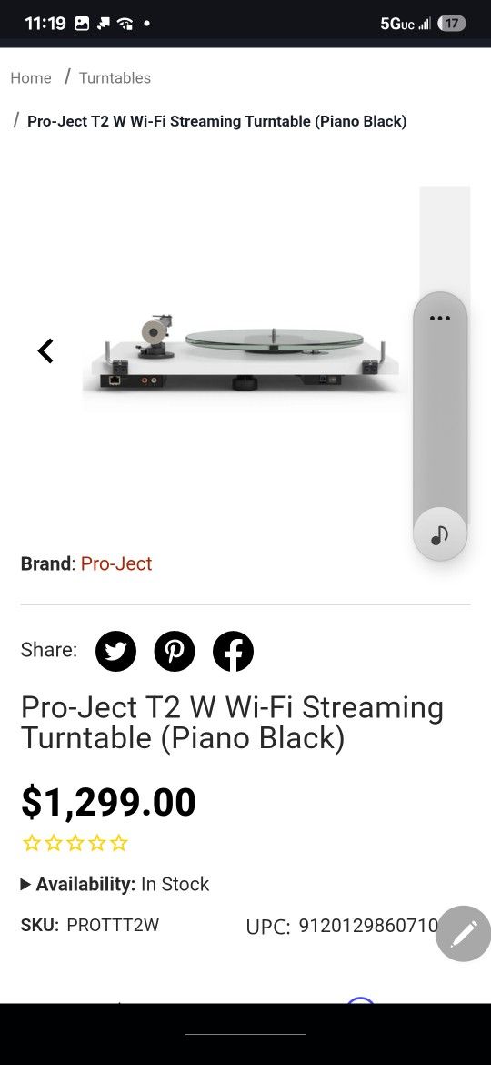 T² Wifi Streaming Turntable