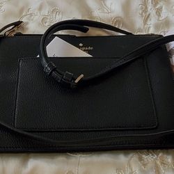 Kate Spade New Black Leather Crossbody Bag - 6 5" X 9.5"