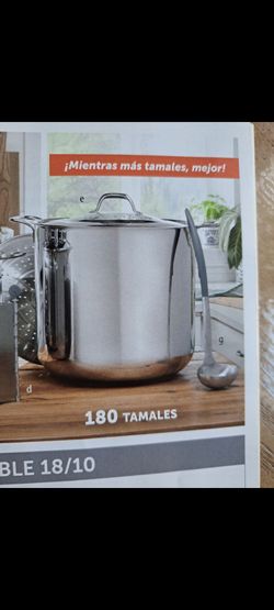 OLLA TAMALERA DE 60 QT CLÁSICA DE ACERO INOXIDABLE PRINCESS HOUSE CON PARRILLA  Y CUCHARÓN 🌹🌷