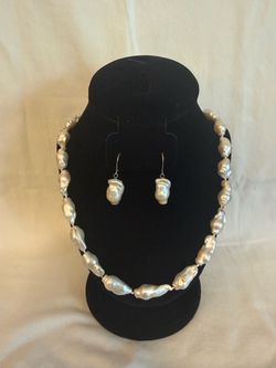 Baroque Pearl Necklace and Earring Set