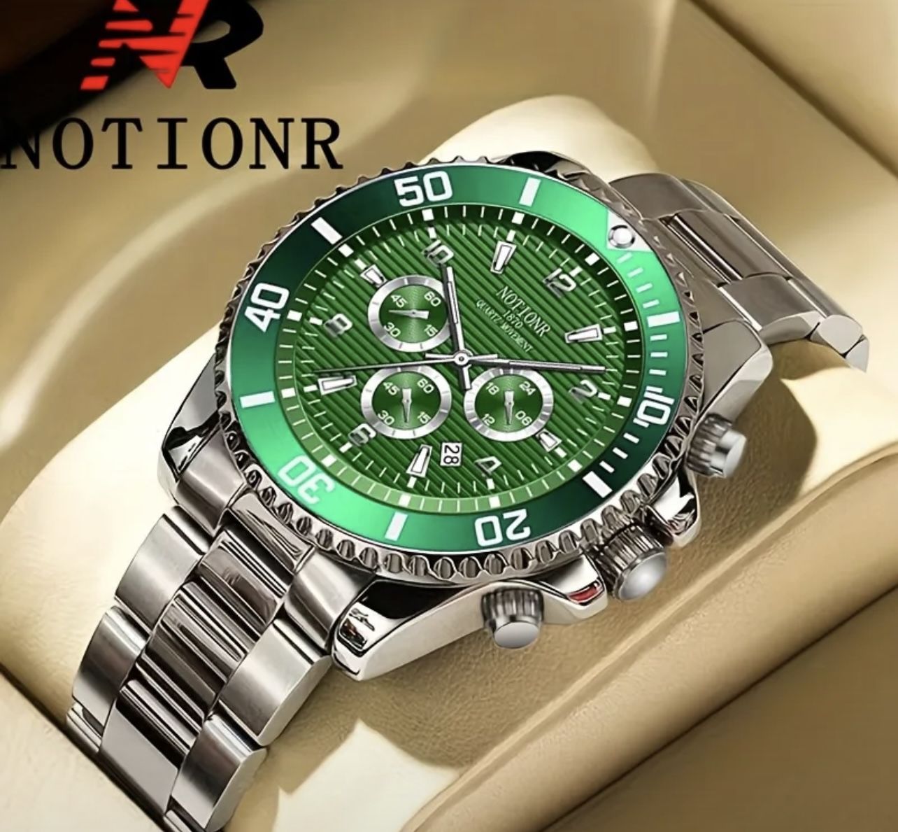 NOTIONR Luxury Men'S Calendar Watch - Stainless Steel Quartz Wristwatch