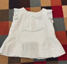 Baby Gap Girls 6-12M White & Green Polka Dot Sleeveless Top