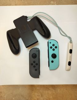Official Nintendo Switch Joy-Con Pair (Gray/Pastel Blue) w/ Comfort Grip - NO DRIFT
