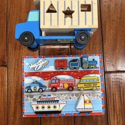 Melissa & Doug Wooden Dump Truck& Board Game