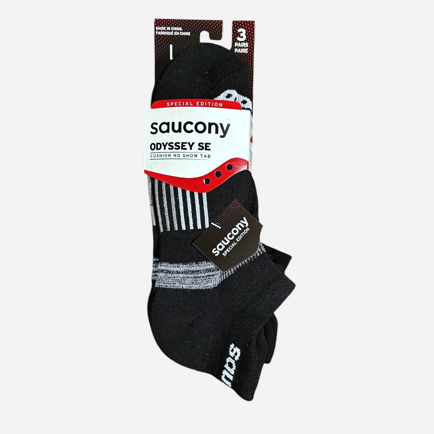 Saucony Odyssey SE Men’s No Show RunDry Arch Stability Venting Cushion 3 Pair L