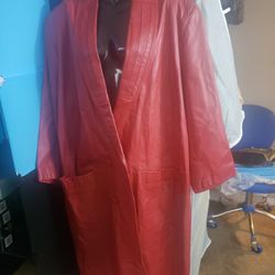 Womans vintage g3 global identity coat long red leather size 2x
