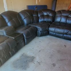 Black Leather Family Couch