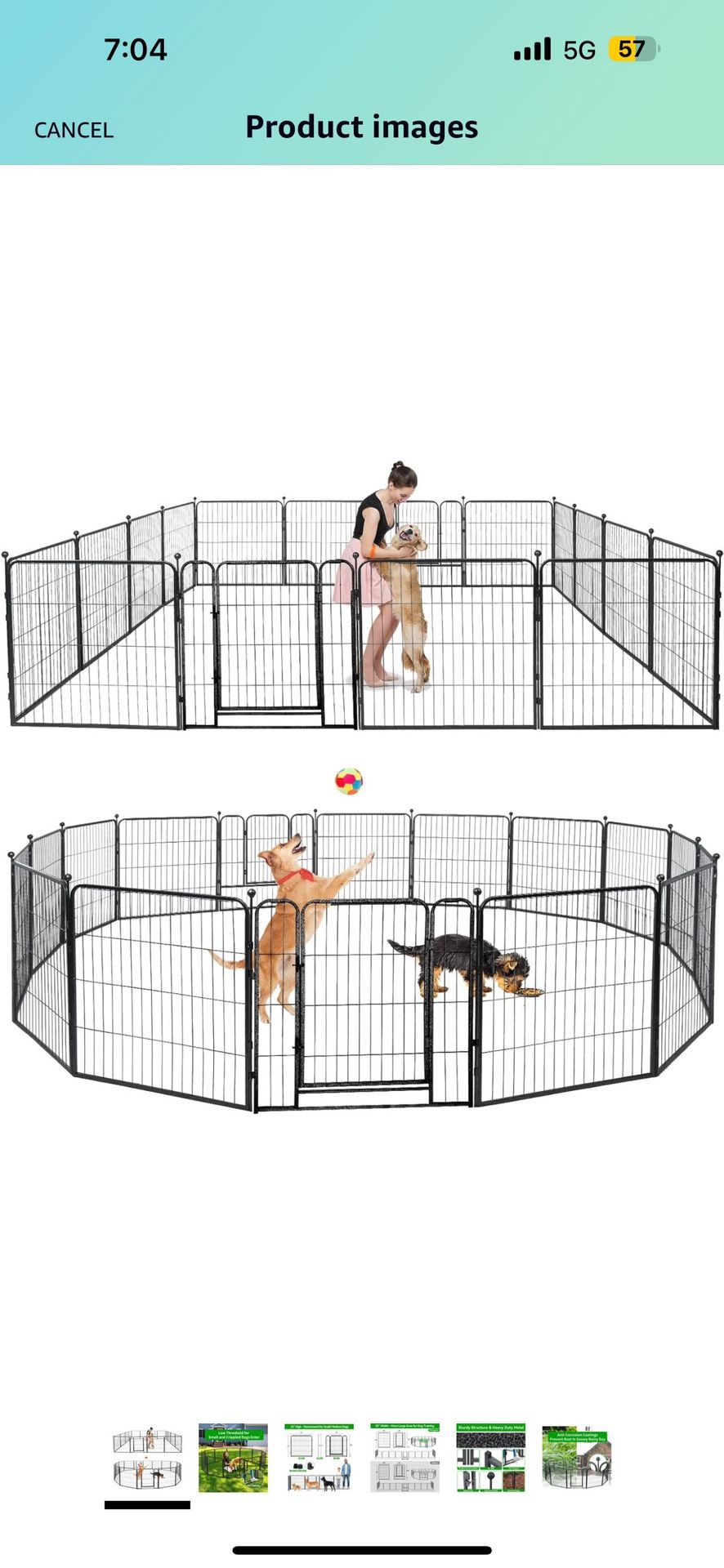 Dog Playpen Outdoor 16 Panels Heavy Duty Dog Pen 40" Height Puppy Playpen Indoor Exercise Fence with Doors for Large/Medium/Small Pet Dogs Play for RV