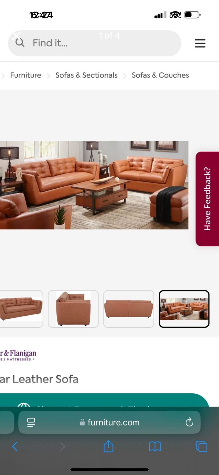 4 piece leather sofa, loveseat, chair and ottoman set
