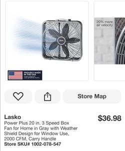 Lasko Power Plus 20-Inch 3-Speed Box Fan