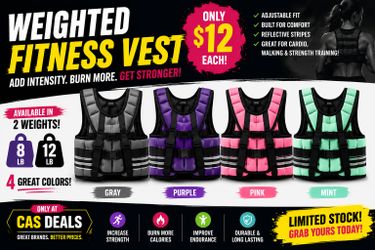 Weighted Fitness Vests 8 & 12 LB – Only $12 | Home Workout Gear