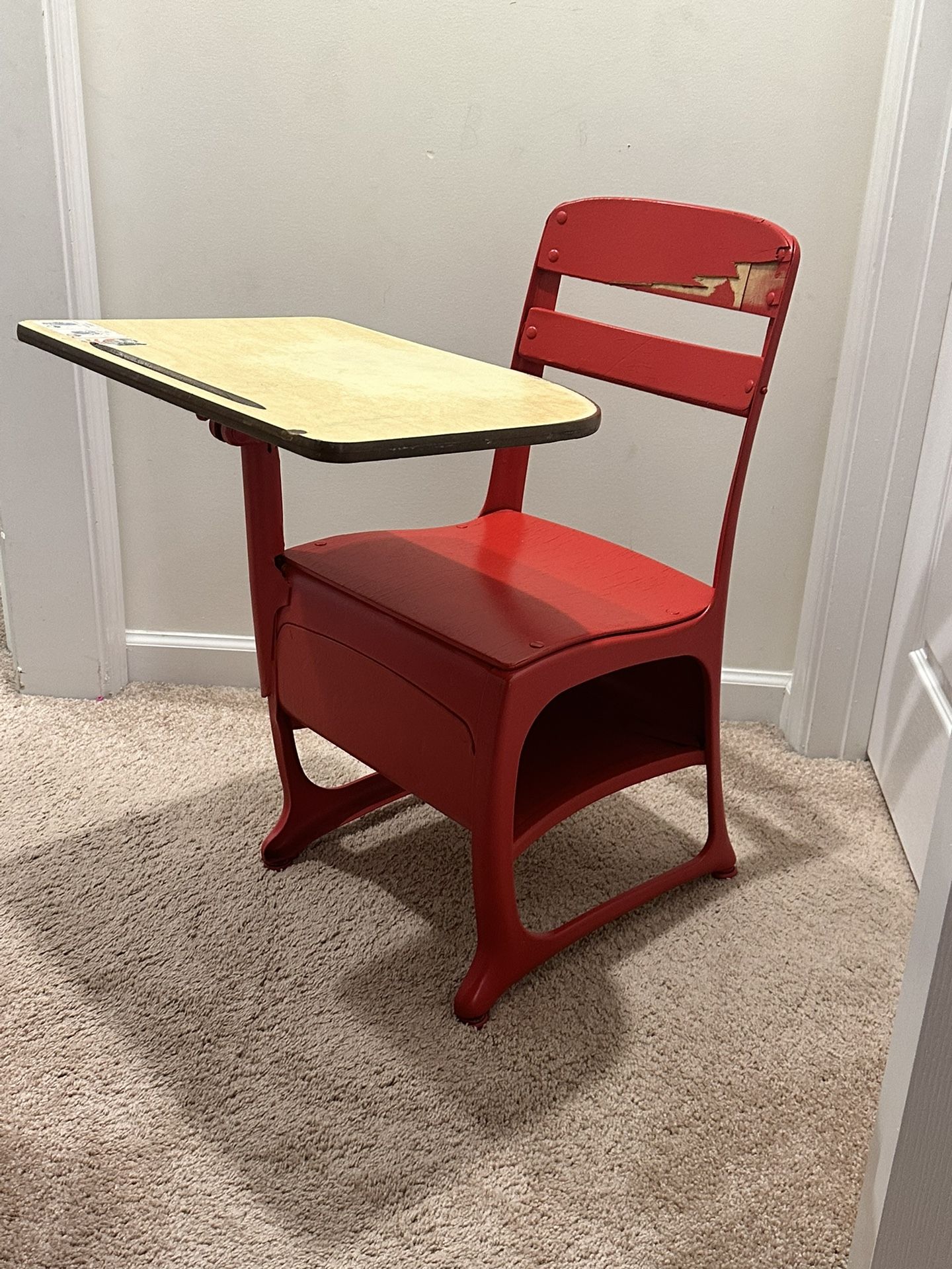 Vintage School Red Desk