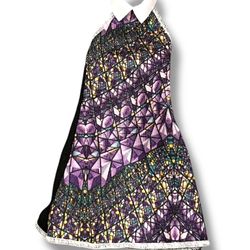 Barbie Short Sleeveless Purple, Black Dress w/ White Collar Fashion