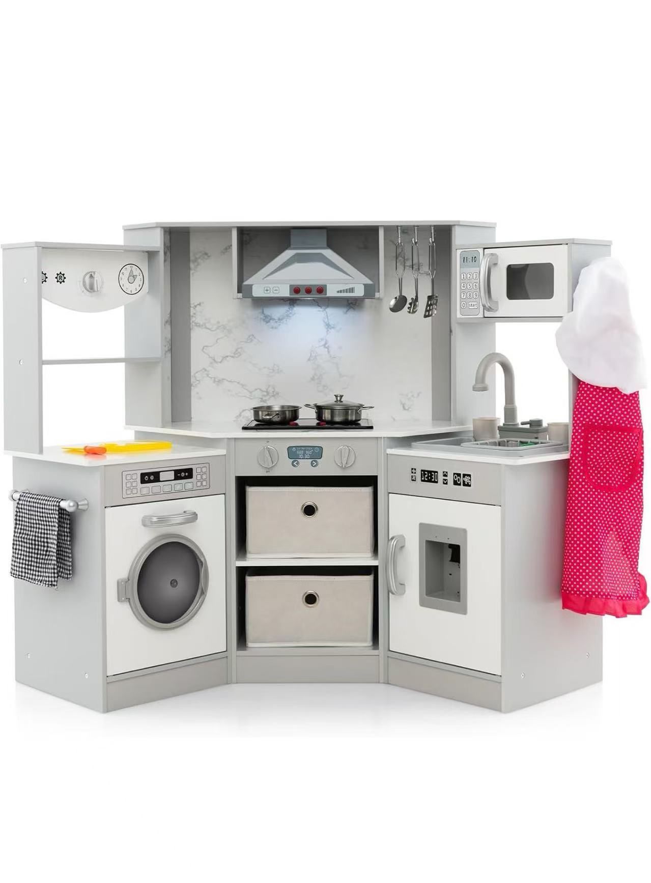HONEY JOY Corner Kids Kitchen Playset