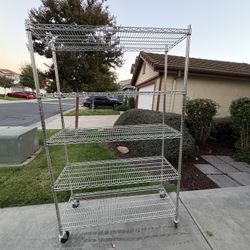 Metal Storage Shelving With Lockable Wheels 