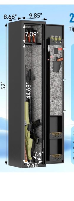 2-3 Gun Safe,Rifle Safe,Gun Safe for Rifles and Pistols,Gun Cabinet for Shotguns,Long Gun Cabinet for Shotguns with Removable Storage Shelf,LED Light,