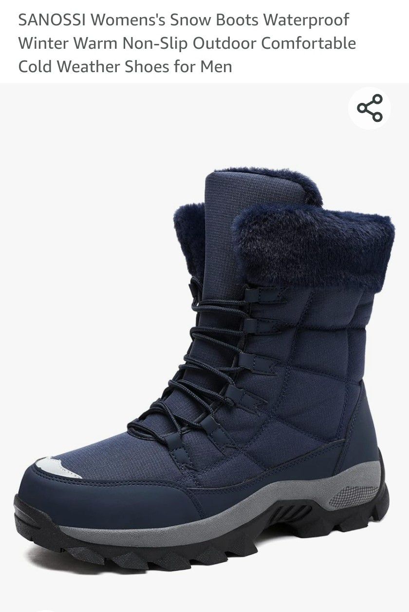 Navy Blue Waterproof Snow Boots Size 12.5