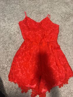 Red Lace Floral Mini Dress