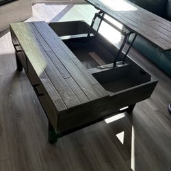 Grey solid wood large lift top coffee table