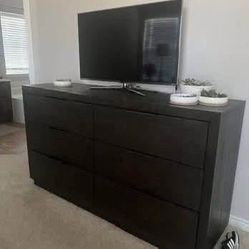 Black-Brown 6-Drawer Wood Dresser | Modern Minimalist Storage
