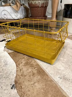 Yellow powder coated metal basket