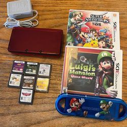 Nintendo 3DS Game System, 9 Games, Stylist Pen, Blue Mario Case & Charger Bundle