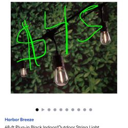 Harbor Breeze 48-ft Plug-in Black Indoor/Outdoor String Light with 24 White - Light LED Edison Bulbs