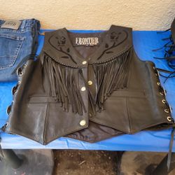 Womans Black Leather Vest