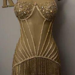 Dress , Ana Kubu , Gold ,size Small