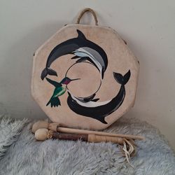 Genuine leather native american drum handmade , one of one