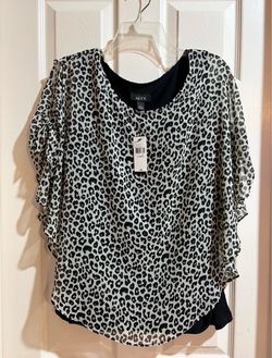 Brand New Alyx Leopard Print Flutter Sleeve Top  women’s Size Large NWT - Retail $49 - Simi Valley