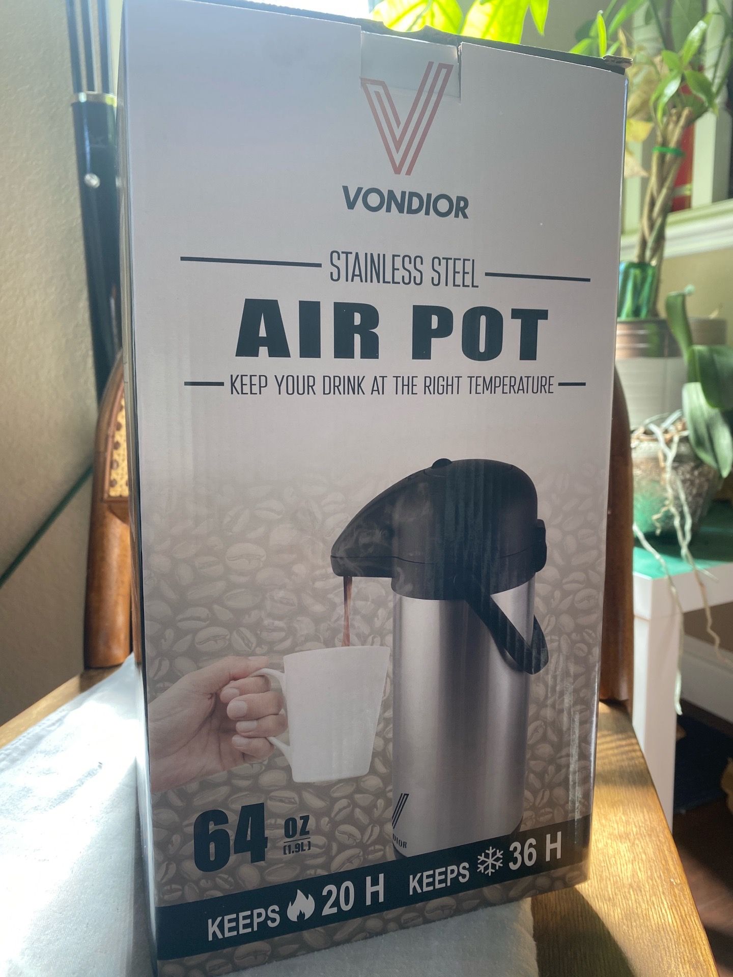 Airpot Coffee Carafe for Keeping Hot - 64 OZ Coffee Dispenser with Pump - Insulated Stainless Steel thermal carafe - Hot Beverage Dispenser for
