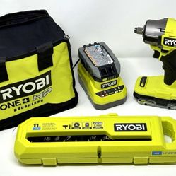 RYOBI HP 18V Brushless Compact 1/2” Impact Wrench Kit 2 Batteries + Sockets +bag
