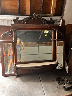Vintage Fireplace Mantle Top /w  Mirror 