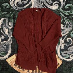 Red Maroon Cardigan Jacket Sweater