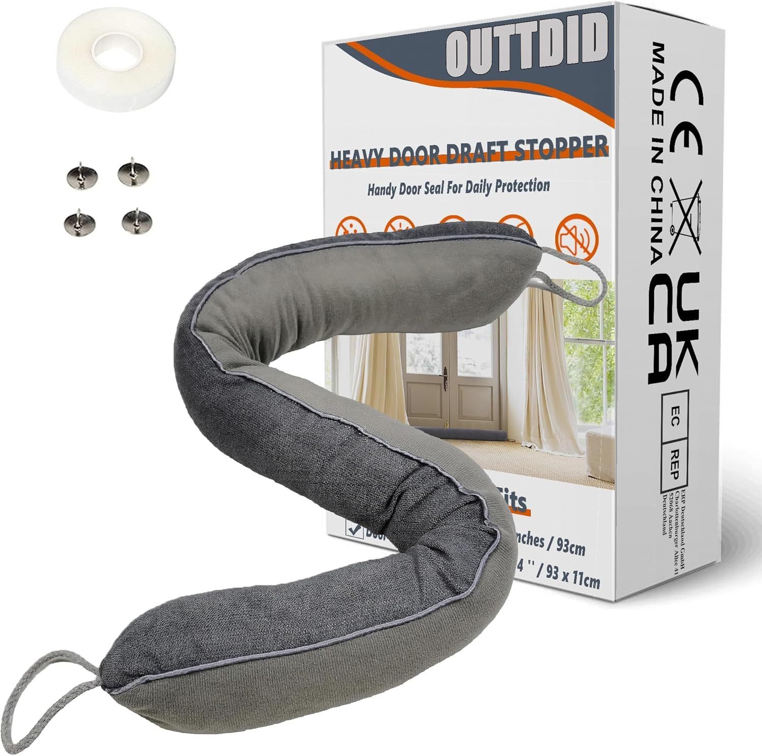 Door Draft Stopper 36 Inches Length x 4 Inches Width, Weighted Under Door Noise Blocker, Heavy Duty Under Door Draft Blocker Bottom Door Seal Noise an