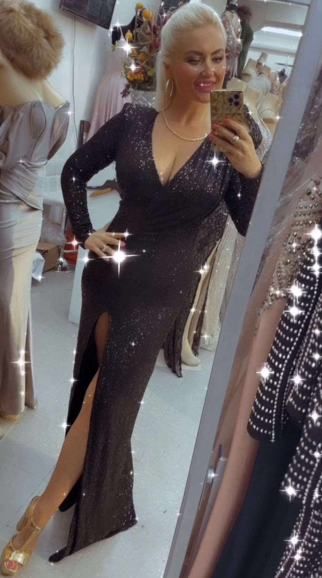 Long Black Sequin Dress