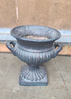 Beautiful Vintage Painted Heavy Terra Cotta Urn Planter