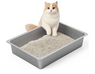 New Stainless Steel Litter Box, Large Low Entry Metal Cat Pan Box, Indoor Litter Tray, Non Stick, No Smell, Easy to Clean, Pet Toilet Supplies for Cat