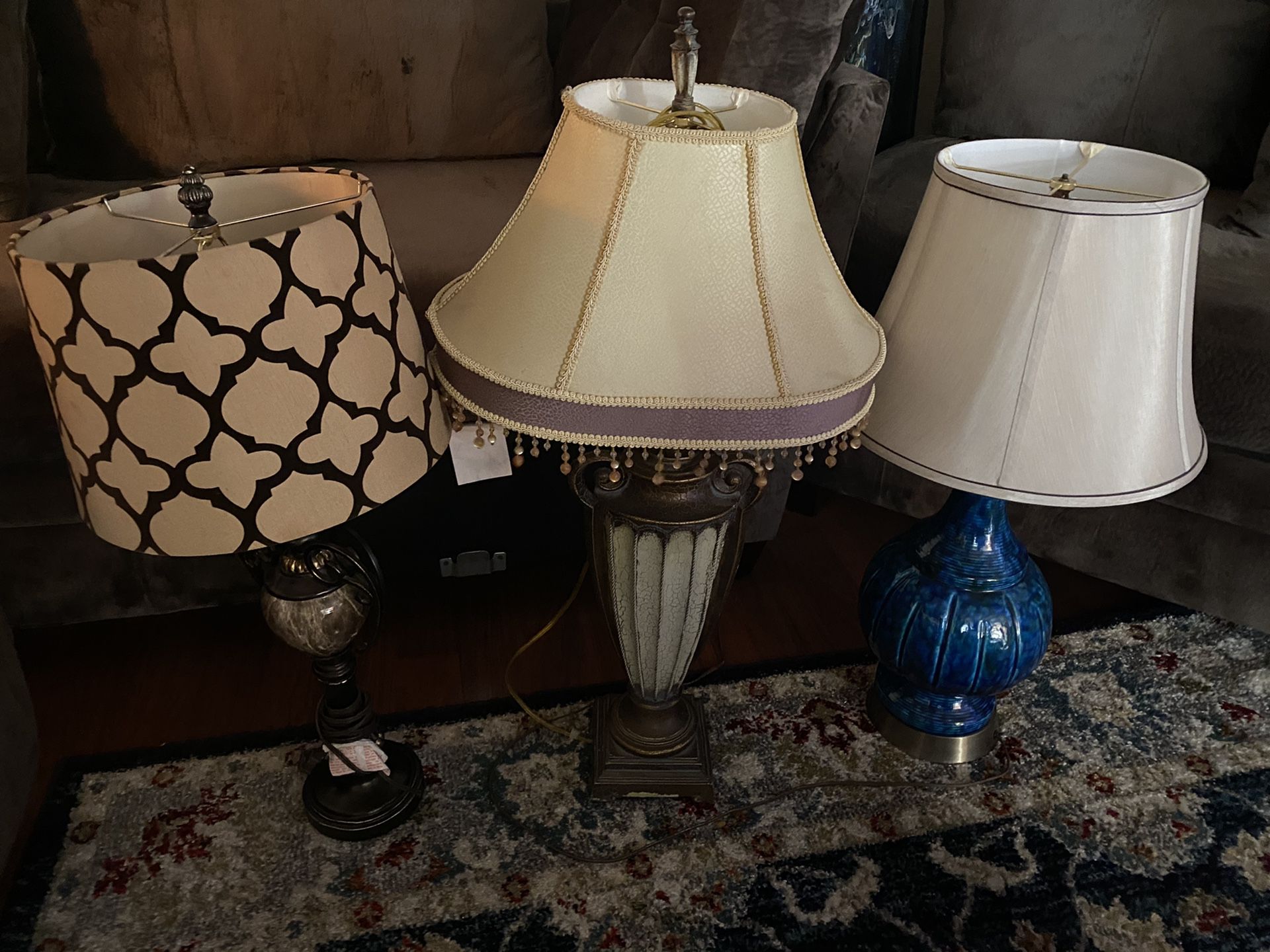 3 antique table lamps