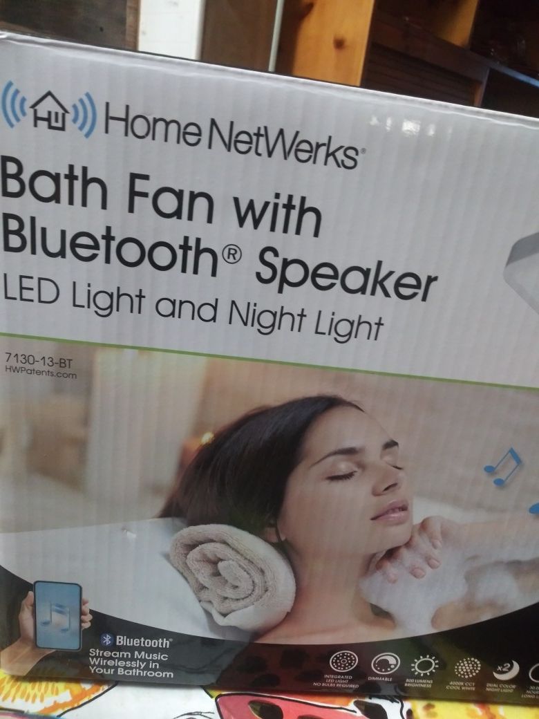 Bath fan with Bluetooth speaker and led Night Lights