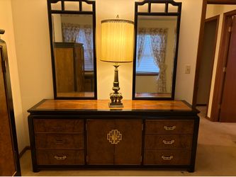 High End Century Furniture Bedroom Set – Burl Wood & Black Lacquer