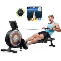Self-Powered Rowing Machine, Magnetic Rower for Home Use, 16 Levels of Quiet Resistance, Dual Slide Rail, App Compatible, 350lb Weight Capacity