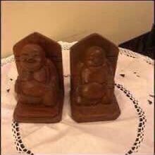 1970 Vintage Genuine Teak Wooden Buddha Bookends