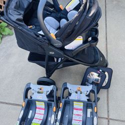 Stroller, Car Seat, 2 Bases and Two Rear Mirrors 