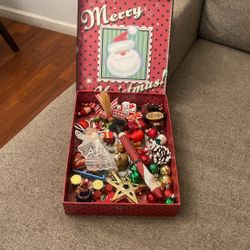 Box Of Vintage Christmas ornaments