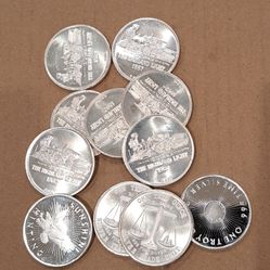 11 Oz..TOTAL MOSTLY VINTAGE 1987 PURE .999 SILVER ROUND'S** PRICED 💯% FIRM!!