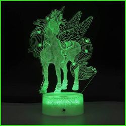 3D LED Illusion Light Unicorns Gifts for Girls, Night Light for Kids Age 2-14, Unicorn Shaped Lamp, Feature 7 Colors Light That Show Off Bedroom Decor